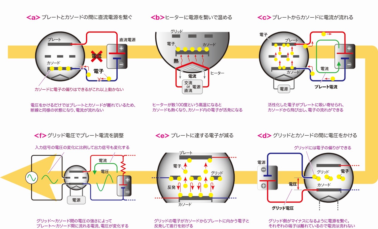 真空管の動作原理。出典：真空管とは | Nutube - ㈱コルグ